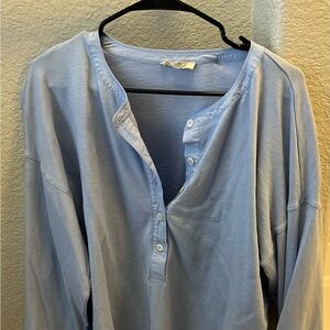 Madewell Sky Blue Baby Blue Cotton Henley Shirt